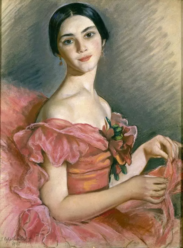 Портрет балерины Е.Н. Гейденрейх в красном