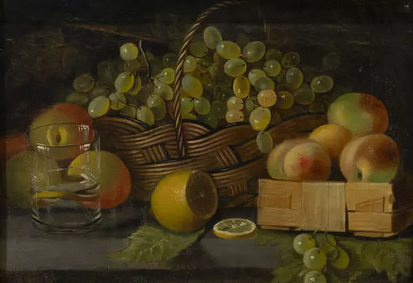 Натюрморт с яблоками, виноградом и лимоном