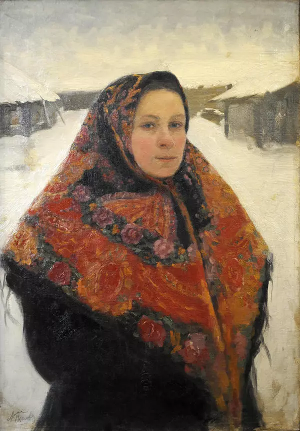 Портрет жены в пестром платке