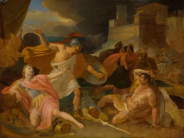 Socrates defending Alcibiades at the Battle 