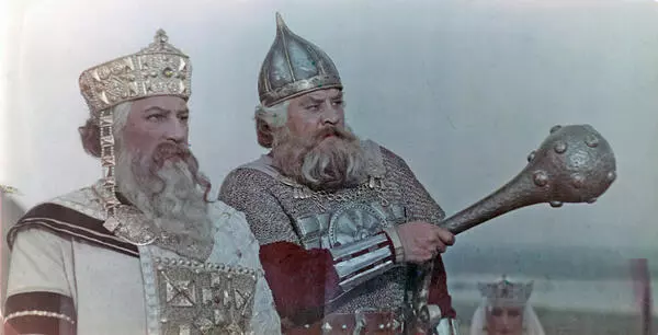 На съемках кинофильма «Илья Муромец»