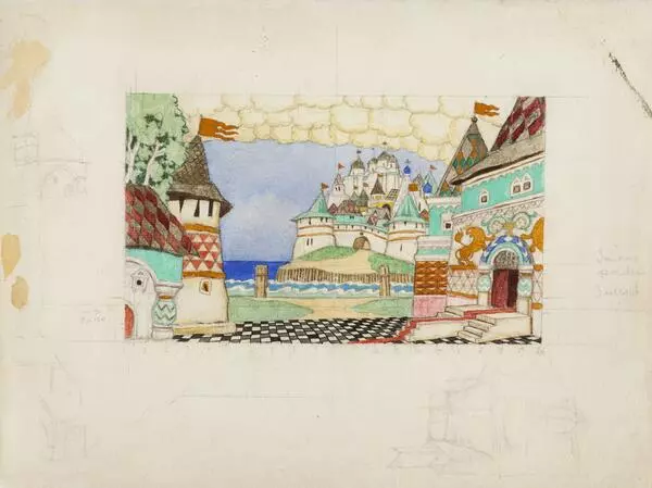 Эскиз декорации к опере «Сказка о царе Салтане»