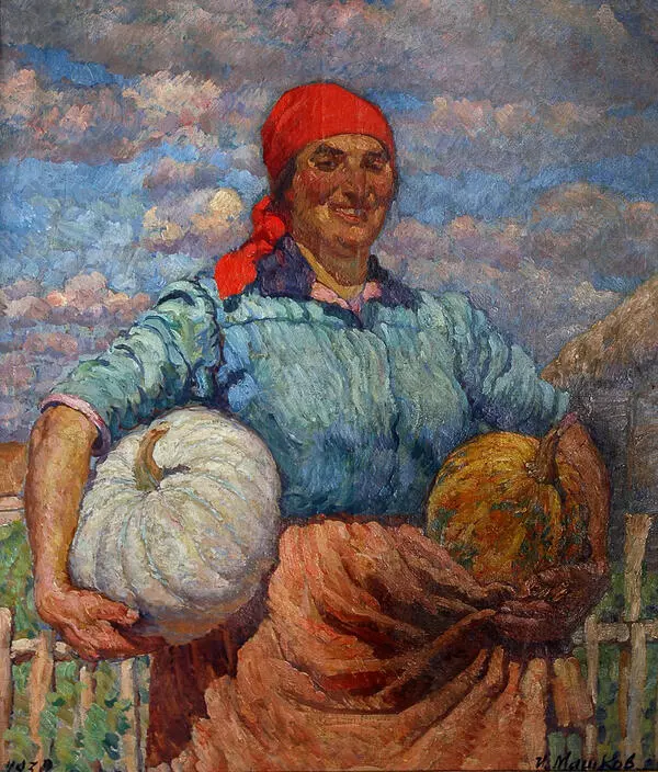 Collective Farm Woman with Pumpkins