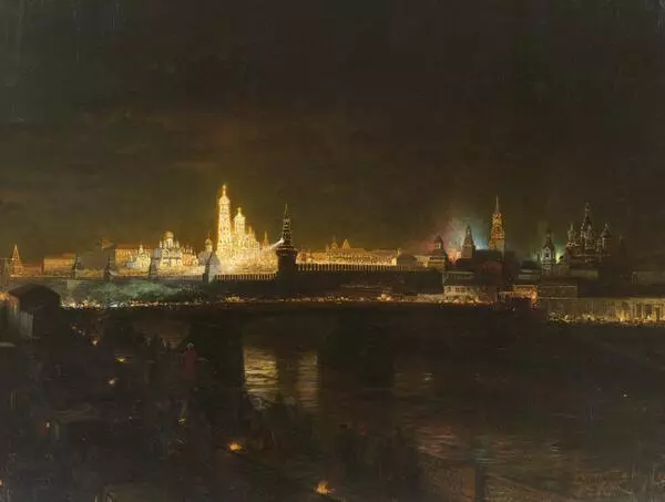 Картина. Москва. Кремль. Праздничная иллюминация