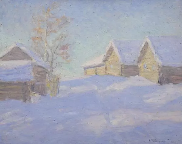 Деревня зимой. Солнечный день