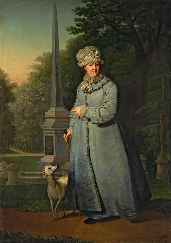 Екатерина II на прогулке  в Царскосельском парке