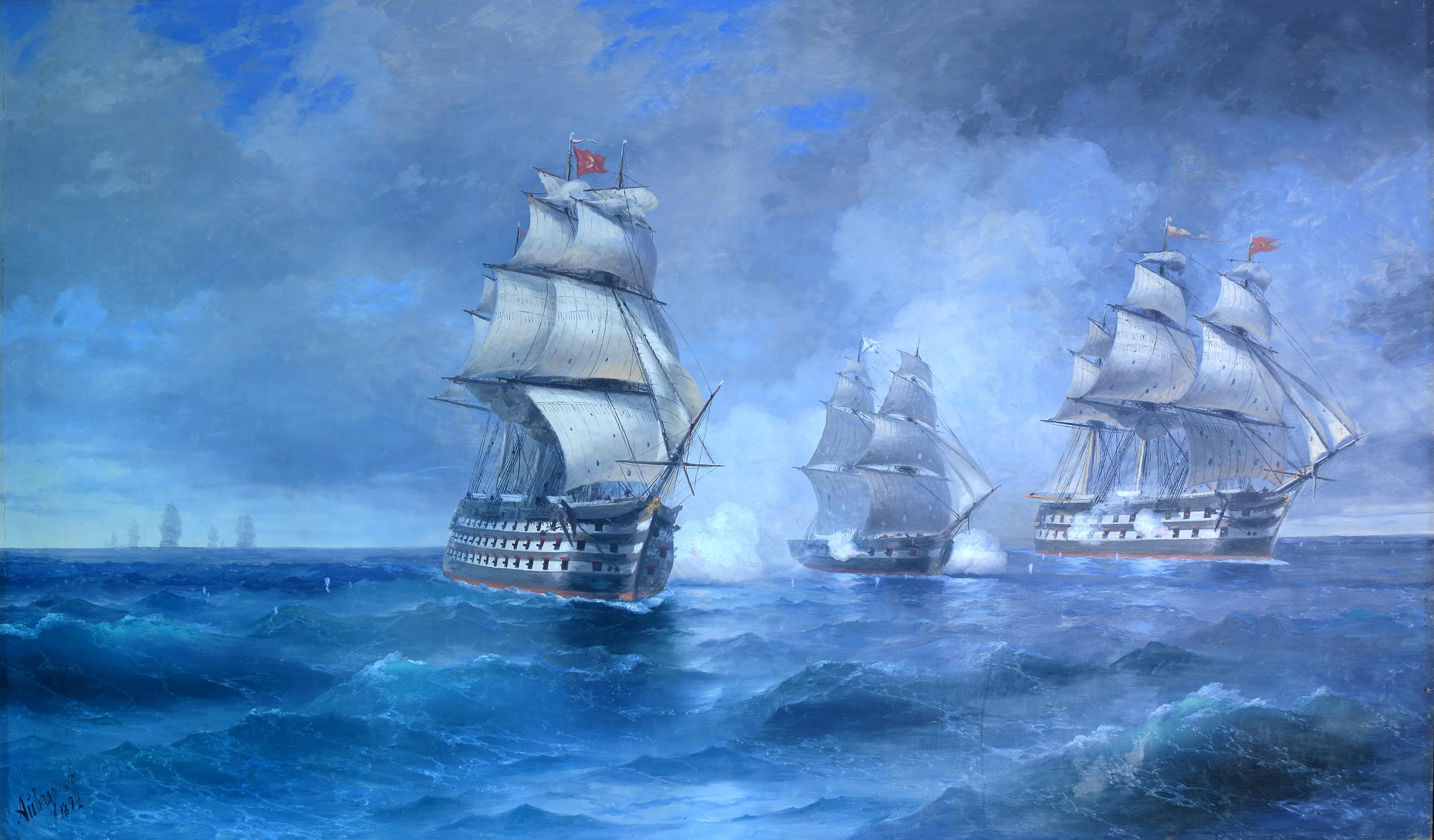 Бриг «», атакованный двумя кораблями - Айвазовский И.К .
