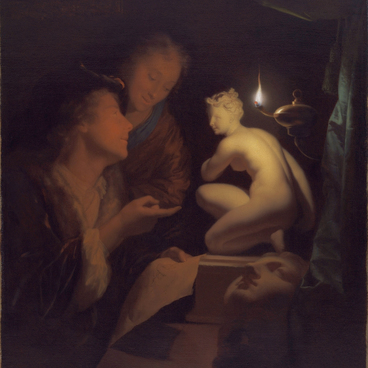Юноша и девушка, разглядывающие статую Венеры