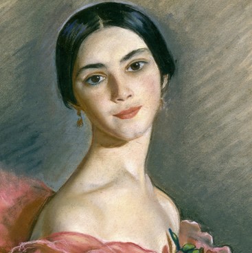 Портрет балерины Е.Н. Гейденрейх в красном