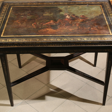 Table with painting on metal