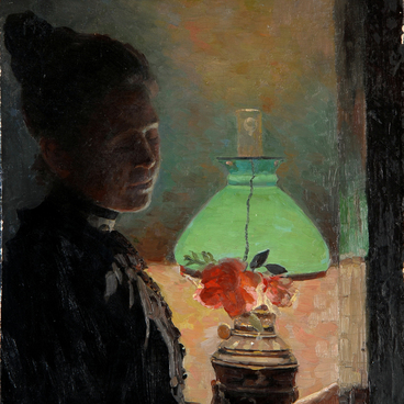 Woman with a Green Lamp