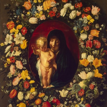 Мадонна с Младенцем в венке из цветов