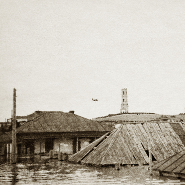 View of the old town during the floods of 1942