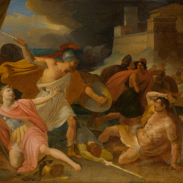Сократ в битве при Потидее защищает Алкивиада