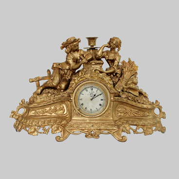 Fireplace clock with a candlestick