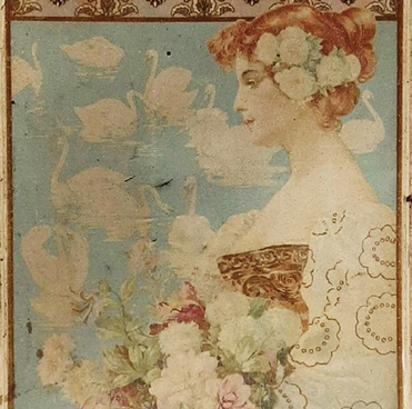 Floral cologne advertisement panel