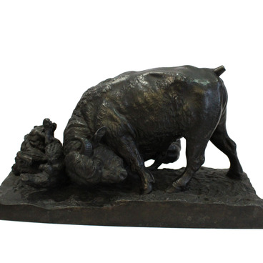 The Bison Fighting the Wolves