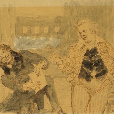 Пушкин выпрашивает рисунок у Карла Брюллова