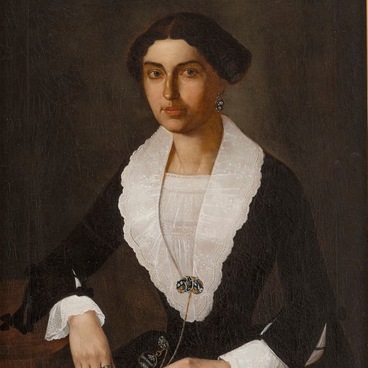 Portrait of Kiseleva in a black dress