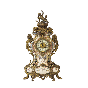 Clock in a porcelain case with a bronze finish