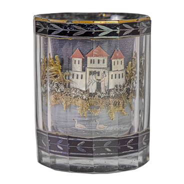 Glass with an image of a landscape