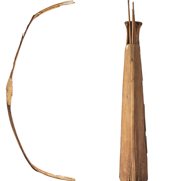 Composite bow and a quiver with arrow shafts