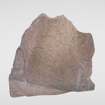 Slab with engraved horse images