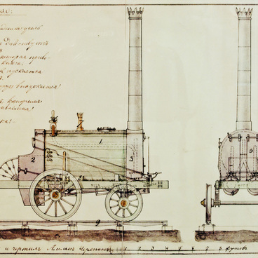 Чертеж первого паровоза