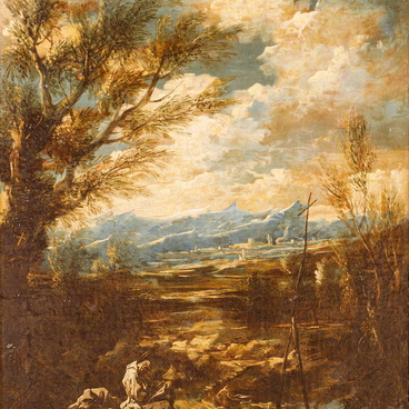 River Landscape with Hermits