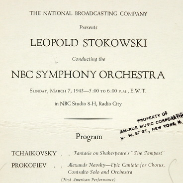 Concert program of the NBC Symphony Orchestra