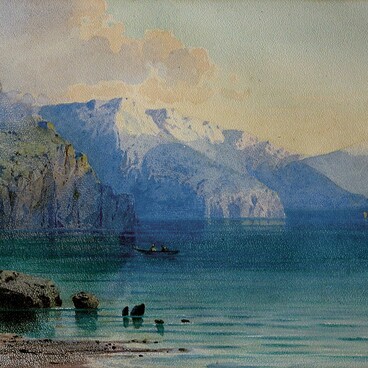 Акварель «Швейцарское озеро»