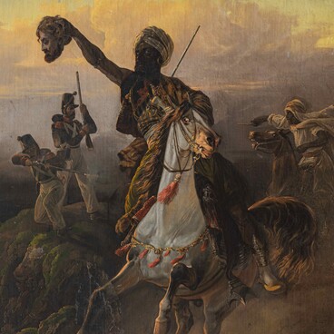 Arab Holding the Head of the Killed Man