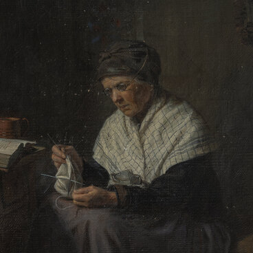 Мать художника И.Н. Крамского за вязанием