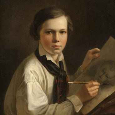 Портрет сына (?) художника за мольбертом