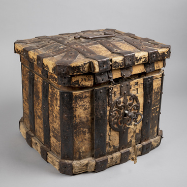 Chest with wrought-iron fittings