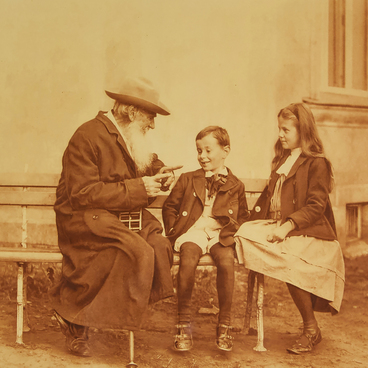 Photo of Leo Tolstoy with grandchildren