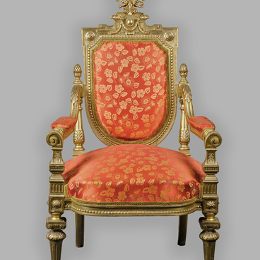 Gilt carved armchair with Russian coat of arms