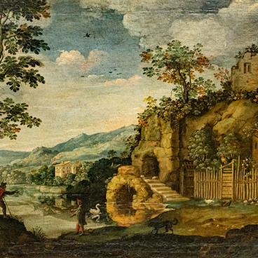 Hilly Landscape with an Angler